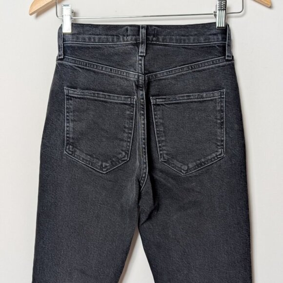 AGOLDE Riley Crop Jeans Panoramic Black Straight Leg 24 Aritzia - Picture 8 of 10